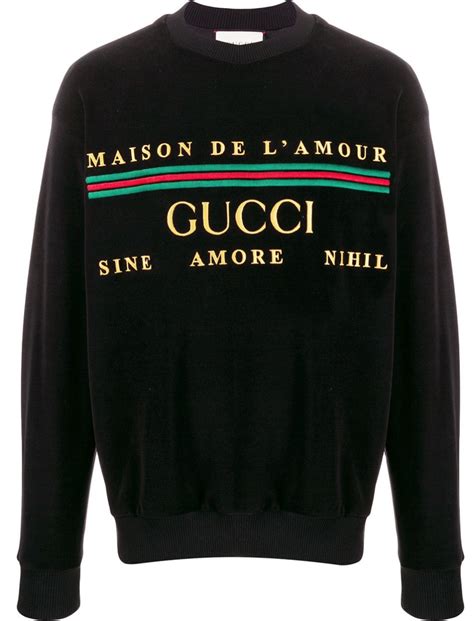 gucci maison de l'amour sweatshirt|Gucci Black Maison De L'amour Velvet Sweatshirt for men.